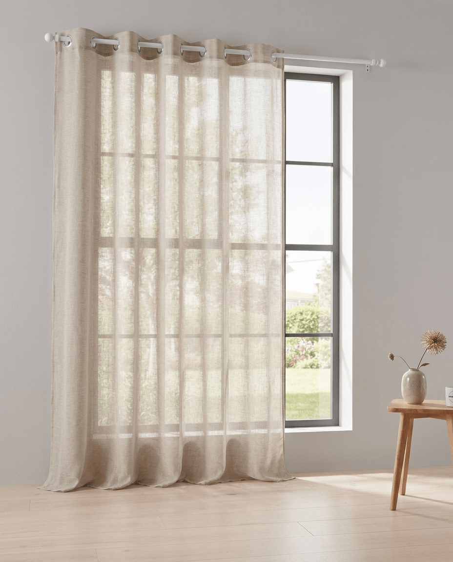 FRED – Let gardin i hørlook, Beige - EasyGardin